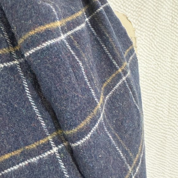 London Fog Cashmink Fashion Scarf Blue Gold Plaid Pattern Made in Germany - Picture 7 of 8